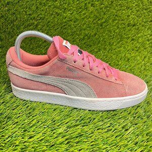 Puma Suede Classic Womens Size 7 Pink Gray White Casual Walking Shoes Sneakers
